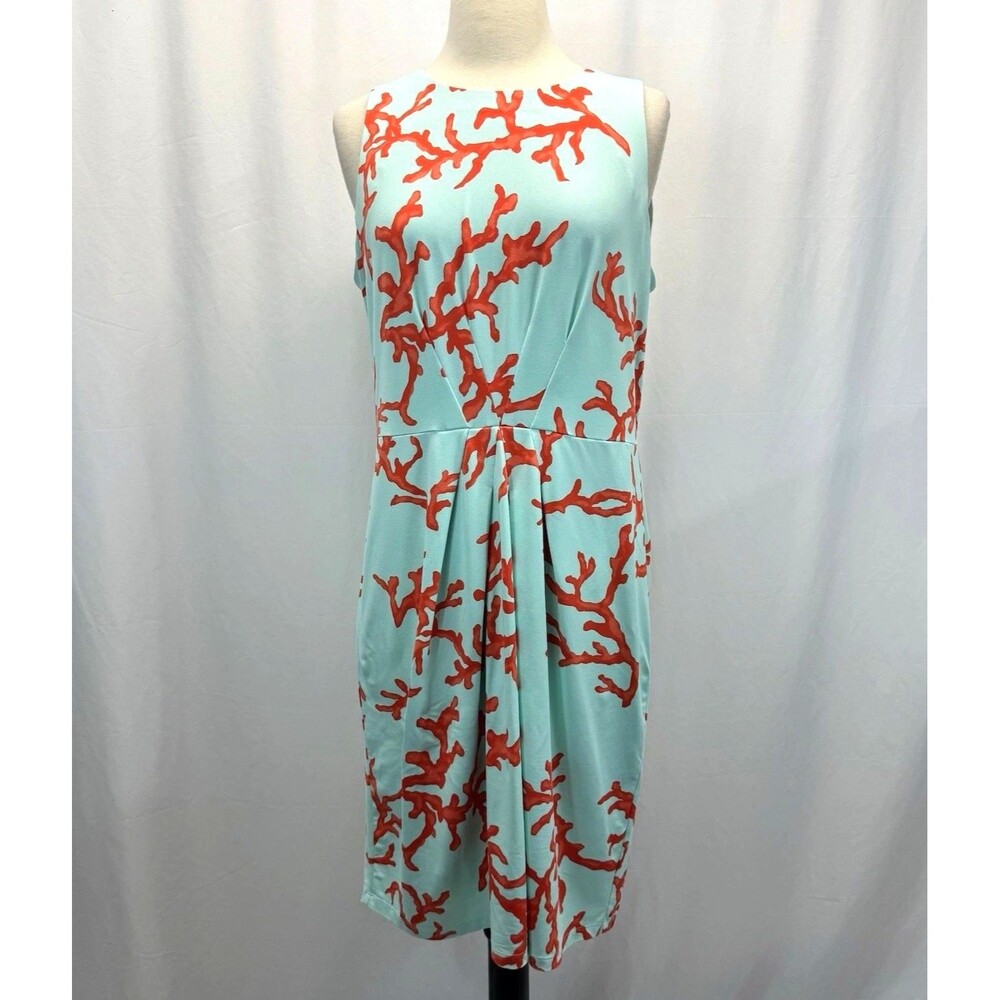 J. McLaughlin M Catalina Sophia Sheath Dress Aqua Coral Reef Vacation Office